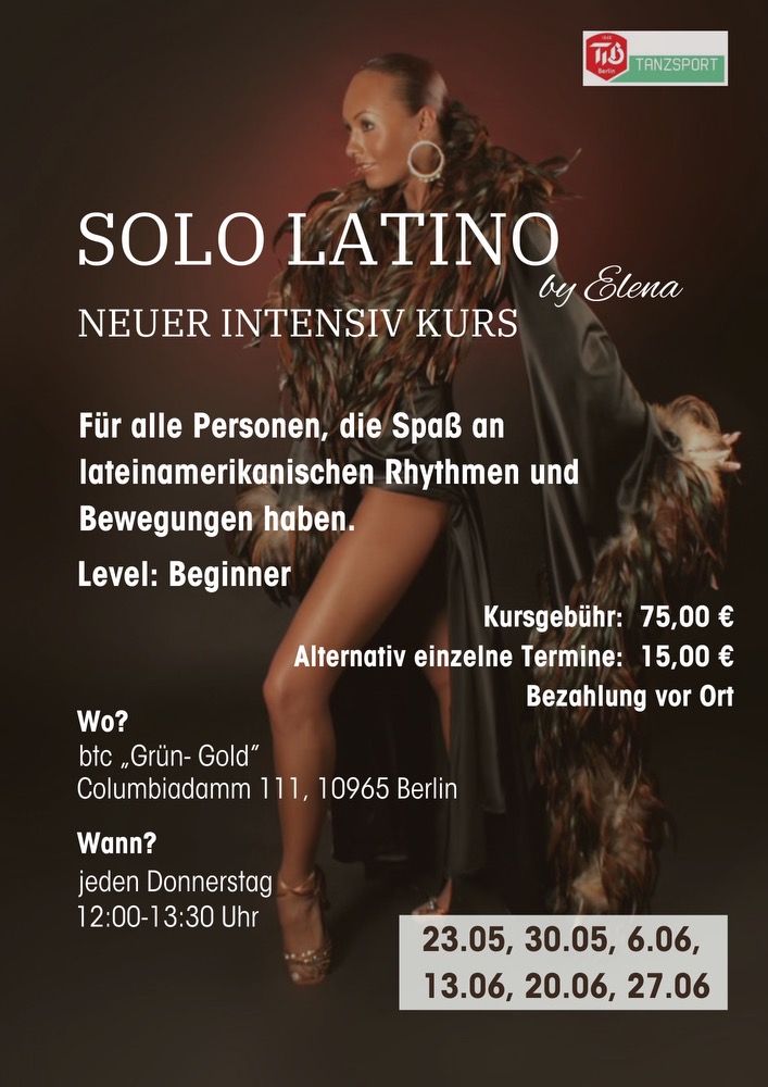 Read more about the article Neuer Intensivkurs „Solo Latino“ von Elena